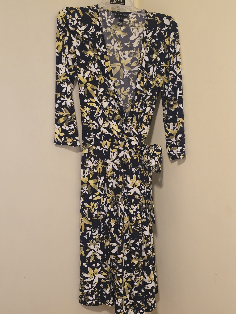 long tall sally Navy Floral Print Dress with Olive & White Accents